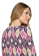 3/4 Sleeve Graphic Tee - Pink/dark Blue