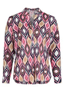 Graphic Print Blouse - Pink/dark Blue