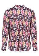 Graphic Print Blouse - Pink/dark Blue