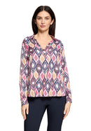 Graphic Print Blouse - Pink/dark Blue