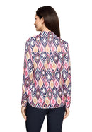 Graphic Print Blouse - Pink/dark Blue