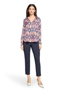 Graphic Print Blouse - Pink/dark Blue