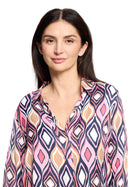 Graphic Print Blouse - Pink/dark Blue