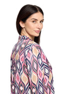 Graphic Print Blouse - Pink/dark Blue