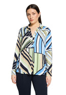 Graphic Print Blouse - Blue & Green