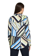 Graphic Print Blouse - Blue & Green