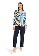 Graphic Print Blouse - Blue & Green