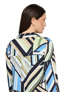 Graphic Print Blouse - Blue & Green