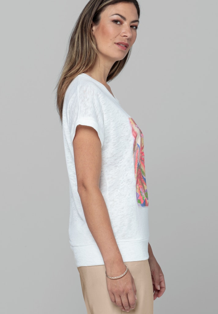 Natural Touch Front Print T-Shirt - Cream