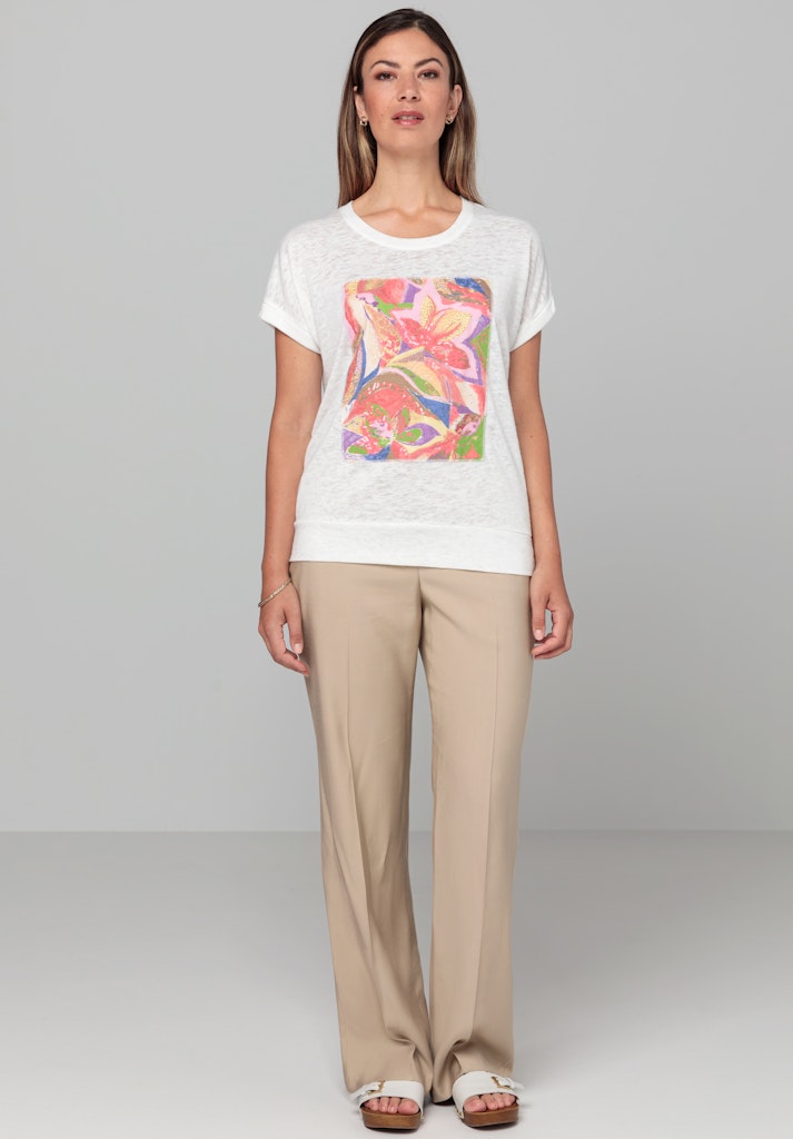 Natural Touch Front Print T-Shirt - Cream