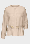 Natural Touch Round Neck Blazer - Cookie