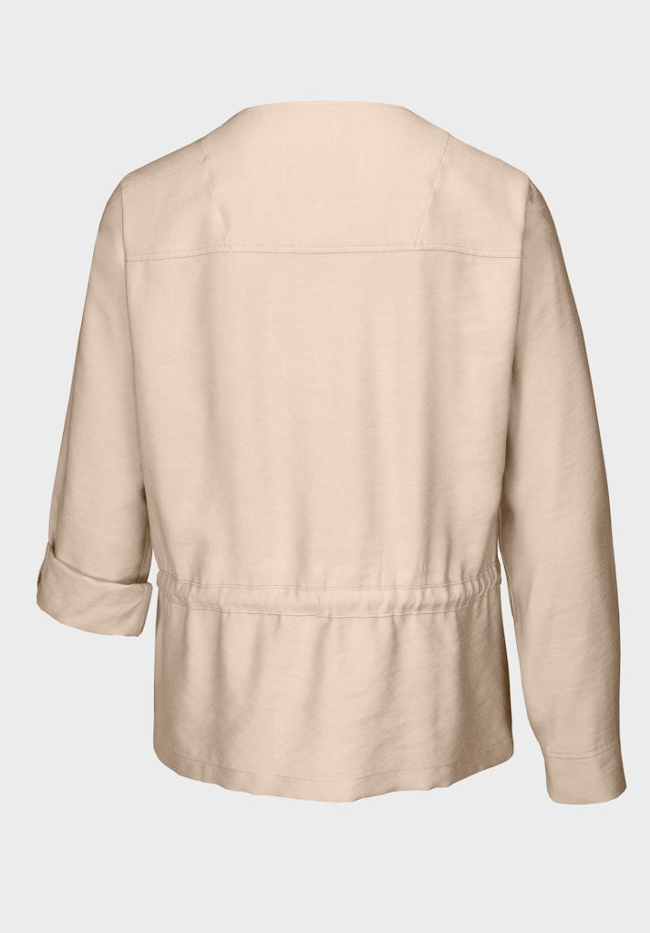 Natural Touch Round Neck Blazer - Cookie