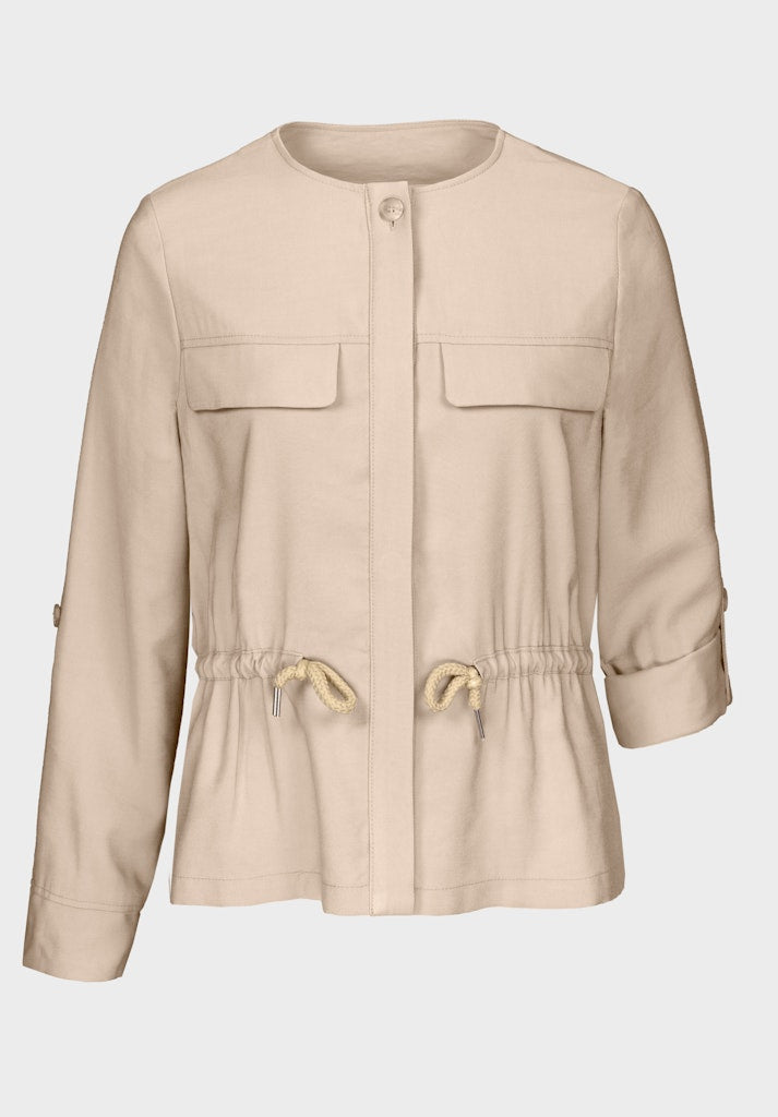 Natural Touch Round Neck Blazer - Cookie