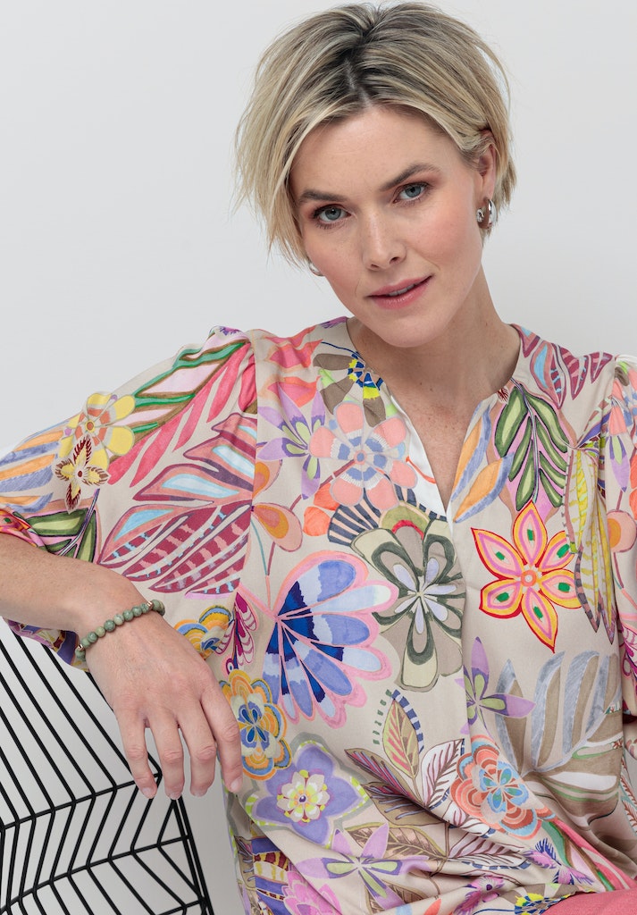 Natural Touch Print Blouse - Beige