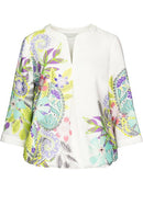 Enjoy Life 3/4 Sleeve Print Blouse - White Mix