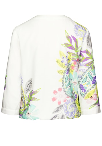 Enjoy Life 3/4 Sleeve Print Blouse - White Mix