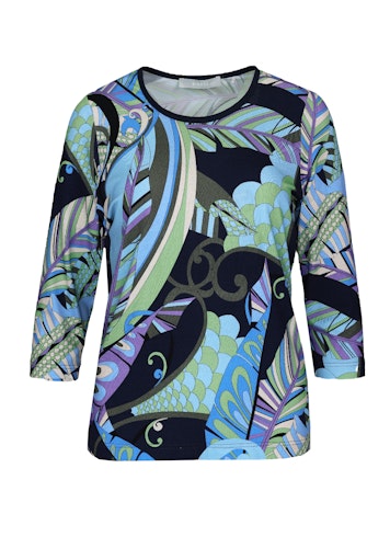 Blue Spirit 3/4 Sleeve Print T-Shirt - Blue