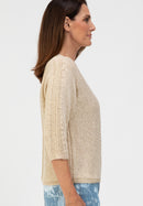 Blue Vision Round Neck Jumper - Oatmilk