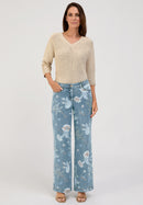 Blue Vision Round Neck Jumper - Oatmilk