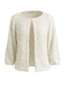 Ethnic Silence Round Neck Jacket - Milk