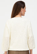 Ethnic Silence Round Neck Jacket - Milk