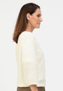 Ethnic Silence Round Neck Jacket - Milk