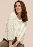 Ethnic Silence Round Neck Jacket - Milk