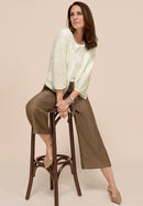 Ethnic Silence Round Neck Jacket - Milk