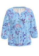 Blue Vision Print Raglan Blouse - Blue