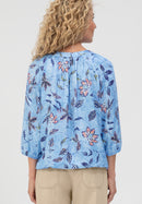 Blue Vision Print Raglan Blouse - Blue