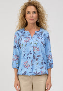 Blue Vision Print Raglan Blouse - Blue
