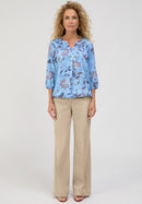 Blue Vision Print Raglan Blouse - Blue