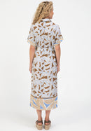 Ethnic Silence Print Dress - Brown