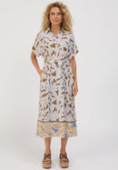 Ethnic Silence Print Dress - Brown