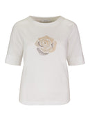 Bloom Sparkle Front Design Shirt - White
