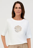 Bloom Sparkle Front Design Shirt - White