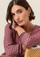 Affection 3/4 Sleeve Print Tee - Red