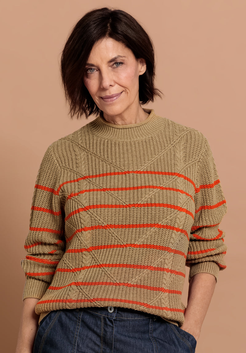 C´Est La Vie Remis Stripe Jumper - Brown