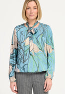 Alana Bow Tie Slip Blouse - Blue