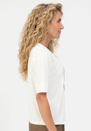Bloom Sparkle Front Design Shirt - Cream