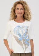 Bloom Sparkle Front Design Shirt - Cream