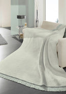 Cotton Rich Diamond Fringes Throw - Sage Green