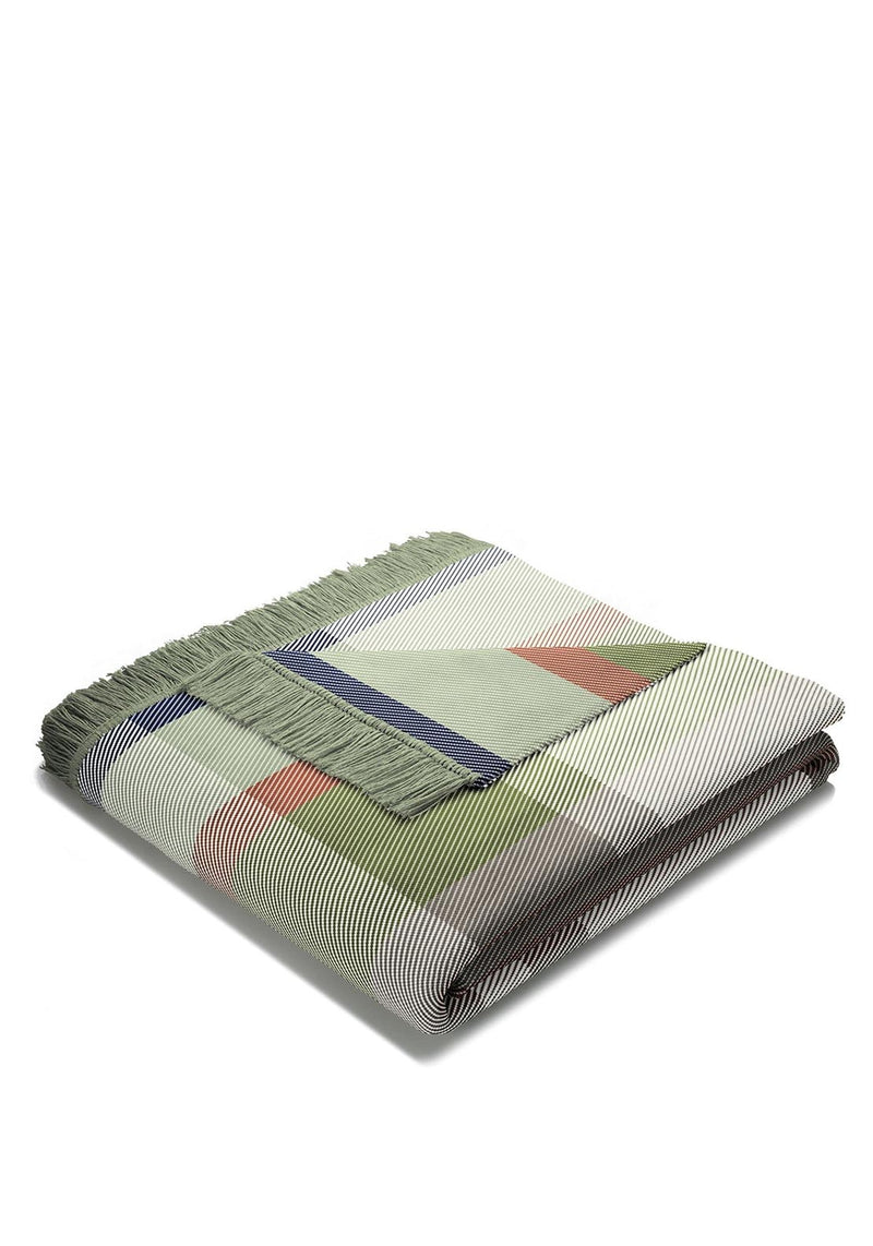 Cotton Rich Panel Check Throw 140 X 180CM - Green