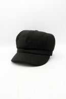Cotton Viscose Baker Boy Hat - Black