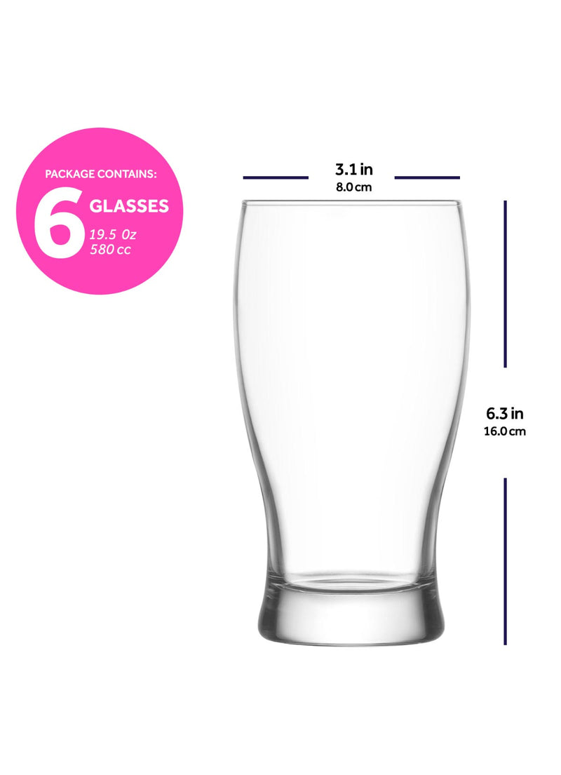 Set of 6 Belek Beer Glasses - 580ml