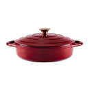 28cm Shallow Round Cast Iron Casserole - Red