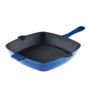 26cm Cast Iron Grill Pan - Blue