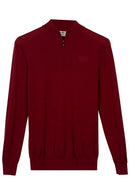 1/2 Zip Merino Wool Turtle Neck - Cherry Red
