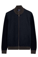 Cashmere Mix Zip Cardigan - Navy