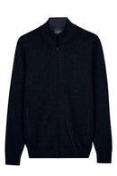 Cashmere Mix Zip Cardigan - Navy